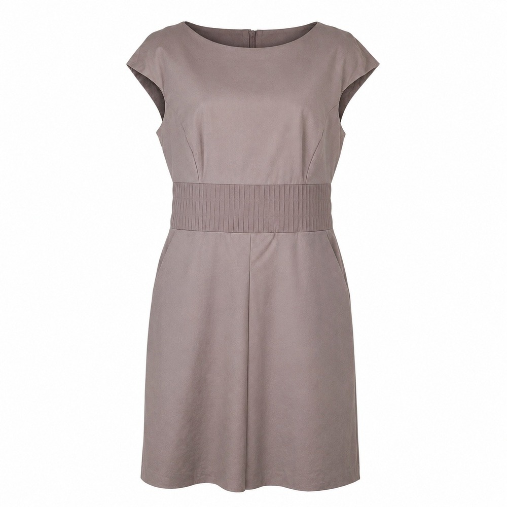 Piazza Sempione Sheath Dress Women IT‎ 46 US 10 Taupe Good Pleated Waist Italy
